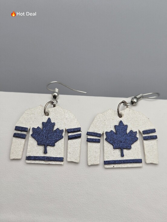 Handmade Jewelry - ✨2/$10✨ Handmade Toronto Maple Leafs Hockey Jersey Clay Dangle Earrings 1.5"